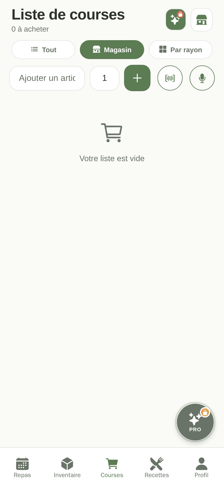 Liste de courses